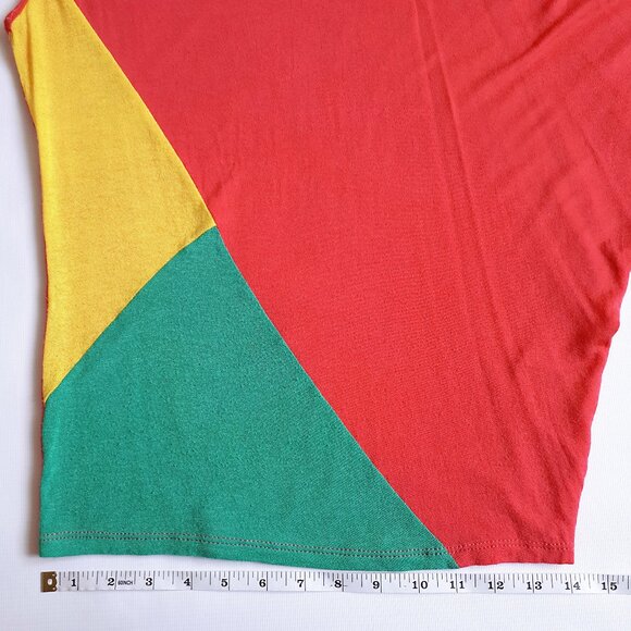 TEA N ROSE Asymmetrical Sleeveless Tank Top Colorblock Coral Orange Yellow Green - Picture 8 of 14